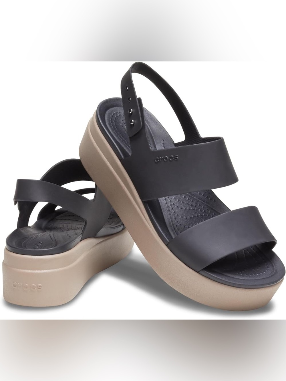 Crocs women’s size 5 Brooklyn low wedge black mushroom platform sole sandal